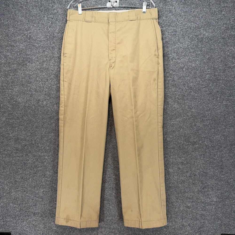 L.L Bean Fleece Lined Pants Mens 34 Tan Insulated Khaki Work Pants Vintage